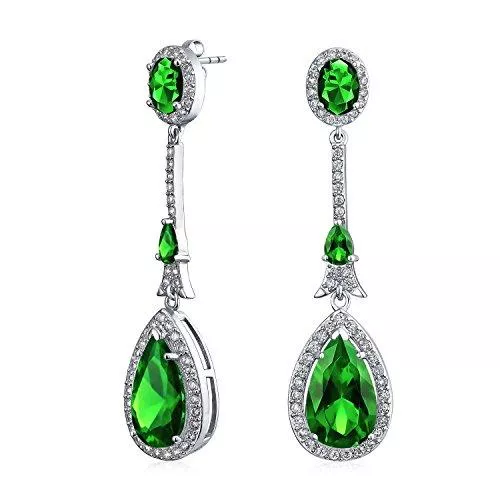 Bling Jewelry Schmuck Art-Deco-Große Mode Lange Teardrop Statement Aaa Cz Kronleuchter Baumschmink Baumeln Ohrringe Für Frauen Urlaub Simuliert Edelsteine