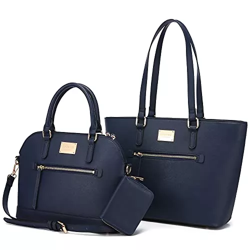 LOVEVOOK Taschen & Rucksäcke LOVEVOOK Handtasche Damen Schultertasche Handtaschen Tragetasche Damen Groß Designer Elegant Umhängetasche Henkeltasche Set 3-teiliges Set (3pcs Set, E-Blau)