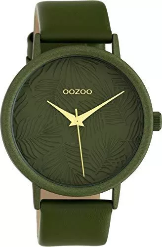 Oozoo Uhren Oozoo Damenuhr mit Lederband 42 MM Colours of Summer Palmen Zifferblatt Unicolor