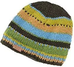 GURU SHOP Hüte & Mützen GURU SHOP Beanie Mütze, Gestreifte Strickmütze aus Nepal, Herren/Damen, Grün, Wolle, Size:One Size, Mützen Alternative Bekleidung