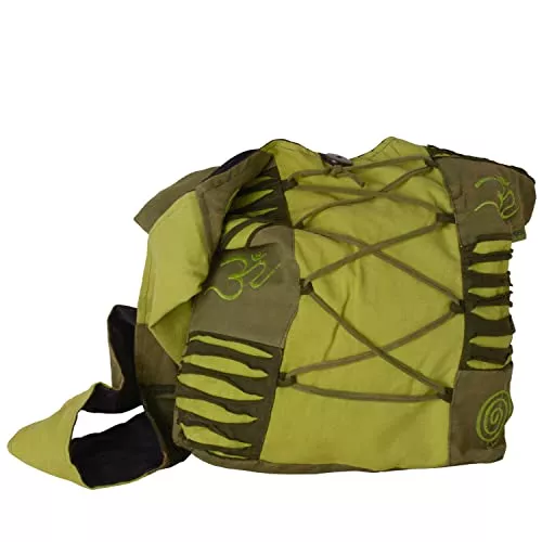 Vishes Taschen & Rucksäcke Vishes Damen Yogitasche Stonewash Tragetasche Umhängetasche Damentasche Beuteltasche Baumwolle grün