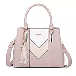 Pomelo Best Taschen & Rucksäcke Pomelo Best Damen Handtasche Mehrfarbig gestreift V-förmiges Design (Dunkelrosa)