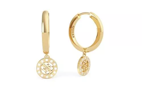 GUESS Schmuck GUESS 4G CHARM&amp;CRYSTALS HUGGIES (GL), gelb(gold), Gr. N