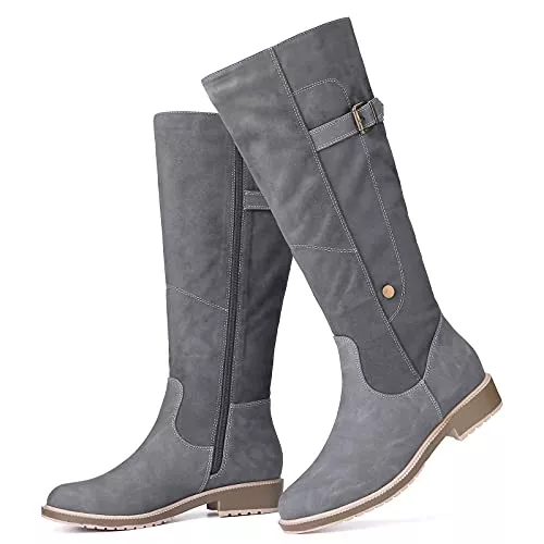 gracosy Stiefel gracosy Damen Höhe Stiefel Winterstiefel Damen PU Leder Warme Schneestiefel 2021 Winter Damenstiefel Langschaft Boots Fell Gefüttert Kniehohe Wanderschuhe Freizeit Mit Absatz Mode Mattierte