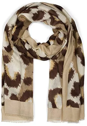 styleBREAKER Schals & Tücher styleBREAKER Damen Schal mit Abstraktem Oversize Leo Print und kurzen Fransen, leichtes Tuch, Stola 01016207