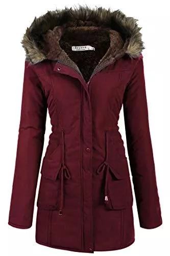 Beyove Mäntel Beyove Winterjacke Damen Lang Mantel Herbst Parka Winter Jacke Warm mit Fell Kapuze S-XXL