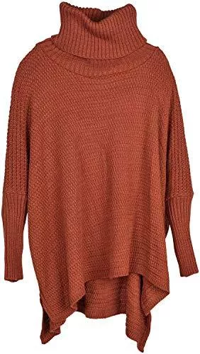 styleBREAKER Pullover & Strickmode styleBREAKER Damen Oversize Strickpullover mit Perlmuster und Langen Ärmeln, Rollkragen, Poncho, OneSize 08010065