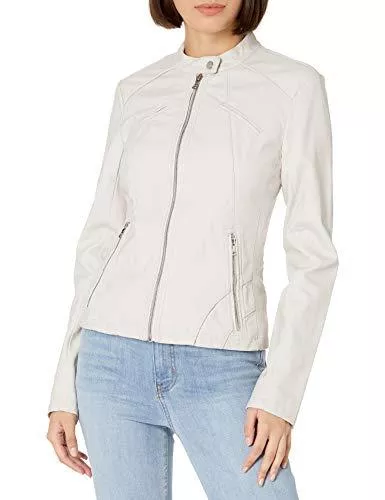 Guess Jacken & Westen Guess Damen Faux Leather Zip Front Scuba Jacket Kunstleder, Jacke