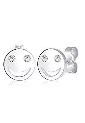 Elli Schmuck Elli Ohrringe Smiley Face Emoji Swarovski® Kristalle 925 Silber