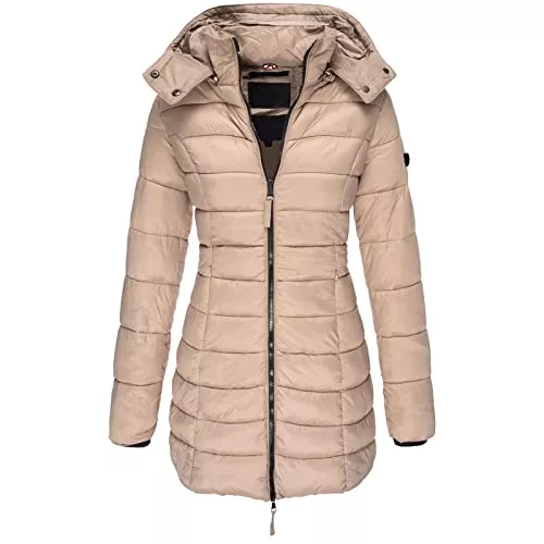 Kittoy Jacken FeiBeauty Damen Winter Parka Lang Warm Steppmantel Daunenjacke mit Kapuze Einfarbig Warme Wintermantel Trenchcoat Outdoorjacke Kapuze Winterparka Outdoor Leichte Daunenjacke Softshelljacke mit Taschen