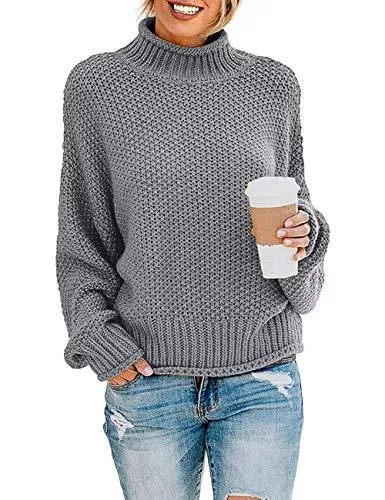 ZIYYOOHY Pullover & Strickmode ZIYYOOHY Rollkragenpullover Damen Strickpullover Grobstrickpullover Langarm Beiläufige Sweatshirts Oversize