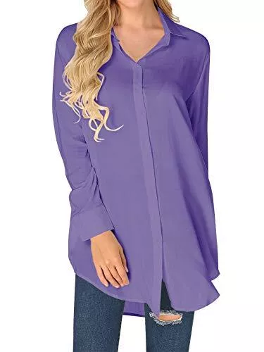 ZANZEA Langarmblusen ZANZEA Bluse Damen Oversize Button Down Hemd Langarmshirt Casual Tunika Longshirt Einfarbig Cardigan mit Knopf