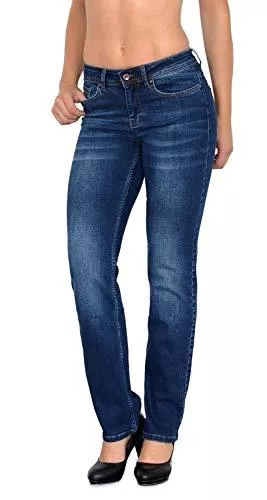 ESRA Jeans ESRA Damen Jeans Hose Jeanshose Damen gerader Schnitt Straight Fit Plussize Übergröße G100