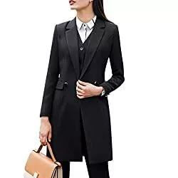 YYNUDA Mäntel YYNUDA Blazer Damen Slim Fit Trenchcoat Lang Jacke Elegant Coat Anzugjacke für Office Business