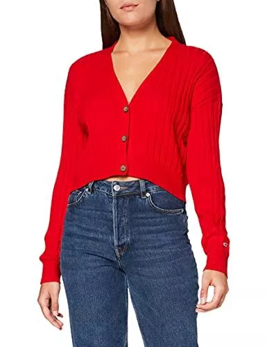 Tommy Jeans Strickjacken Tommy Jeans Damen Tjw Crop Essential Rib Cardigan Strickjacke