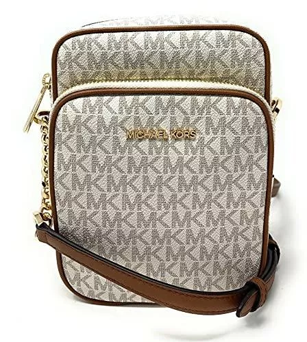 Michael Kors Taschen & Rucksäcke Michael Kors Jet Set Travel Signature PVC Medium Logo Kette Crossbody Flight Bag
