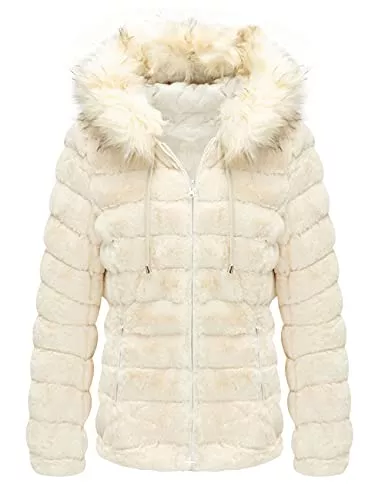 Geschallino Jacken Geschallino Damen Soft Kunstpelz Kapuzenjacke, 2 Taschen Kurzmantel, Outwear, warme flauschige Fleece-Tops für den Winter, Frühling