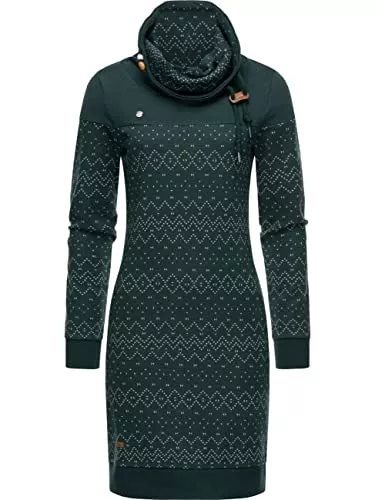 Ragwear Freizeit Ragwear Damen Winterkleid Pulloverkleid Langarm Sweatkleid Musterkleid Chloe Dress XS-XXL