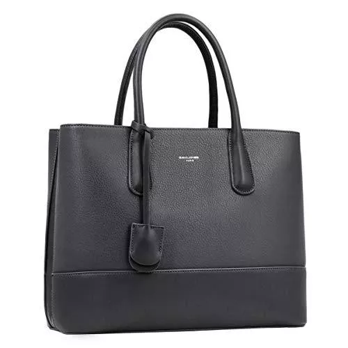 David Jones Taschen & Rucksäcke David Jones - Damen Große Handtasche Henkeltasche - Tote Shopper Bag PU Echtes Leder Stil - Multi Pocket Top Griff Taschen Schultertasche Umhängetasche Arbeit Schule - Dunkelgrau