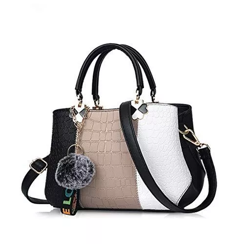NICOLE &amp; DORIS Taschen & Rucksäcke NICOLE &amp; DORIS 2021 Neue Frauen tasche Damen Leder Handtasche Mode Umhängetasche Mit Pompon abnehmbarem Schultergurt handtasche Schwarz