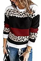 SUPERSUN Pullover & Strickmode SUPERSUN Damen Pullover mit Rundhalsausschnitt, Leopardenmuster, Colorblock-Strick