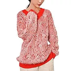 Aurora Design Pullover & Strickmode Aurora Design Damen-Sweatshirt, V-Ausschnitt, langärmelig, Rot