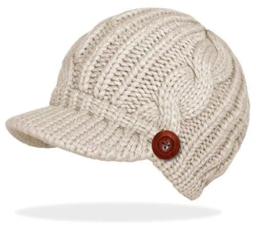 dy_mode Hüte & Mützen dy_mode Schirmmütze Damen Strickmütze Mütze mit Holzknopf - A080
