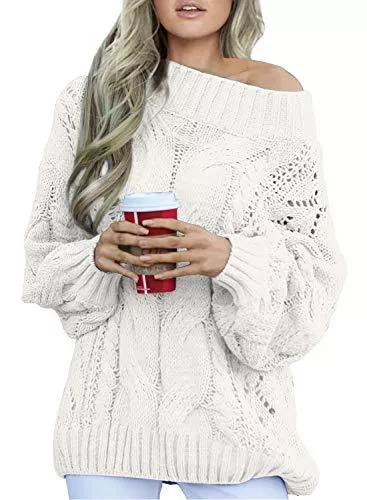 Aleumdr Pullover & Strickmode Aleumdr Strickpullover Damen Oversize Pullover Grobstrick Winterpullover Strickpulli Sweater lässig Outwear Casual elegant einfarbig S-XXL