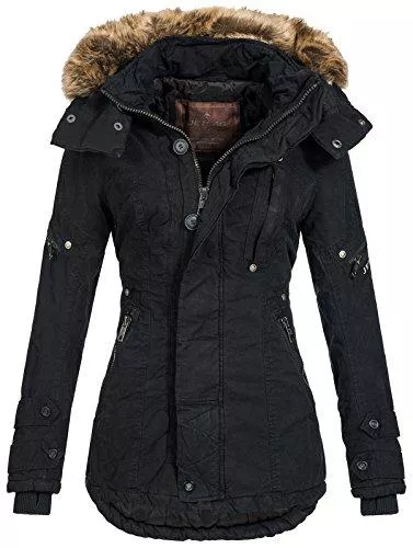 Jet Lag Jacken Jet Lag Damen Winterjacke Parka SW-61C abnehmbare Fellkapuze