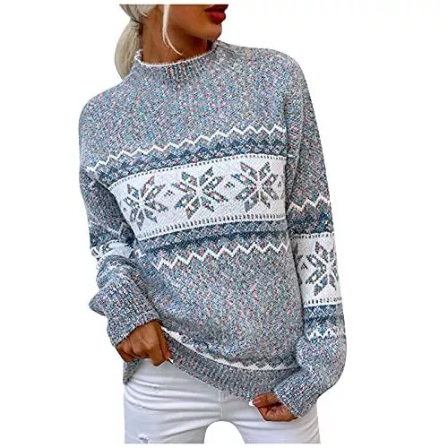 MARTINSHARK Pullover & Strickmode MARTINSHARK Damen Pullover Winter Weihnachtspulli Sweater Pullover Sweatshirt Pullover Winter Damen Strickwaren Wellenförmige Streifen Kontrastfarbe Halber Rollkragenpullover Weihnachtspullover