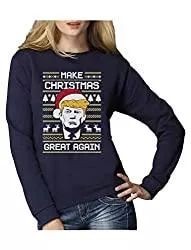 Green Turtle T-Shirts Pullover & Strickmode Green Turtle T-Shirts Make Christmas Great Again Trump Damen Ugly Christmas Sweater Damen Sweatshirt