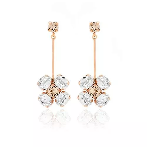 Victoria Cruz Schmuck Lange Ohrringe Victoria Kreuz Silber vergoldet mit Swarovski-Kristall Blume