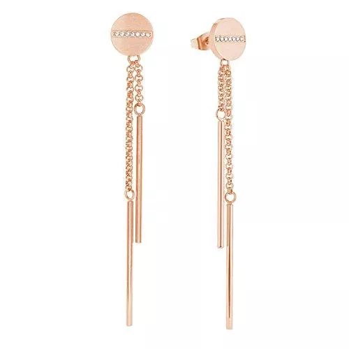 s.Oliver Schmuck s.Oliver Damen Ohrringe Edelstahl IP Rose Zirkonia weiß