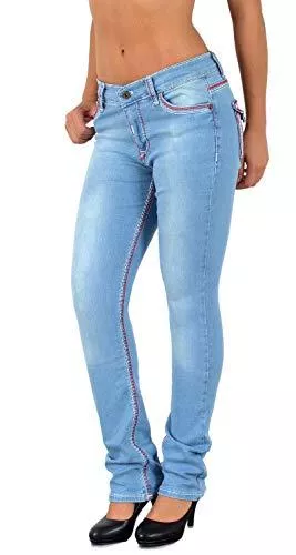 ESRA Jeans ESRA Damen Jeans Jeanshose Damen Hose Straight Leg Dicke Naht Jeanshosen Damenjeans bis große Größen J755