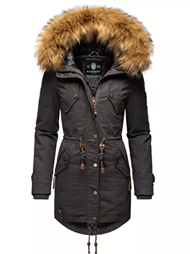 MARIKOO Mäntel MARIKOO Damen Wintermantel Winterparka mit abnehmbarem Kunstfell La Viva Prc XS-XXL