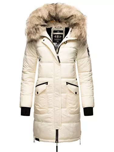 MARIKOO Mäntel MARIKOO Damen Winter-Mantel Steppmantel Oversized mit abnehmbarem Kunstfell Chaskaa XS-3XL