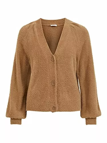 VILA Strickjacken Vila Female Strickjacke V-Ausschnitt geknöpfte Vorderseite