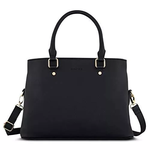 Expatrié Taschen & Rucksäcke Expatrié Handtasche Damen Schwarz Julie Henkeltasche aus veganem Leder - PU Ledertasche Schultertasche Umhängetasche Klein - Elegante Tasche in Saffiano Optik mit praktischen Fächern