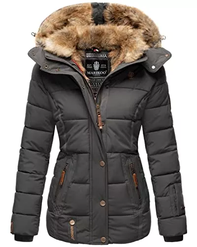 MARIKOO Jacken MARIKOO warme Damen Winter Jacke Winterjacke Steppjacke gefüttert Kunstfell B658