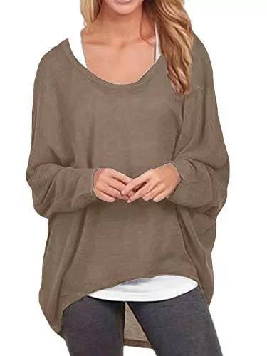 ZANZEA Langarmshirts ZANZEA Damen Lose Asymmetrisch Jumper Sweatshirt Pullover Bluse Oberteile Oversize Tops
