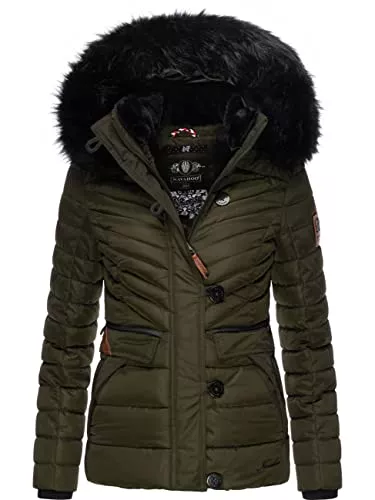 Navahoo Jacken Navahoo Damen Winterjacke Steppjacke mit Abnehmbarer Kunstfell-Kapuze Wisteriaa XS-XXL