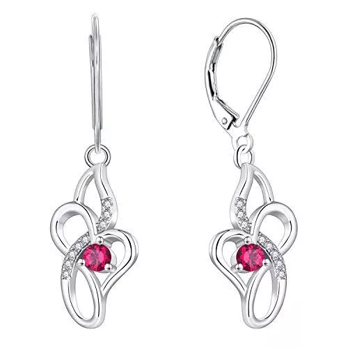 Starchenie Schmuck Starchenie Keltischer Knoten Creolen Damen Ohrringe Silber 925, Baumeln haengende 3A Zirkonia Geburtsstein für Damen