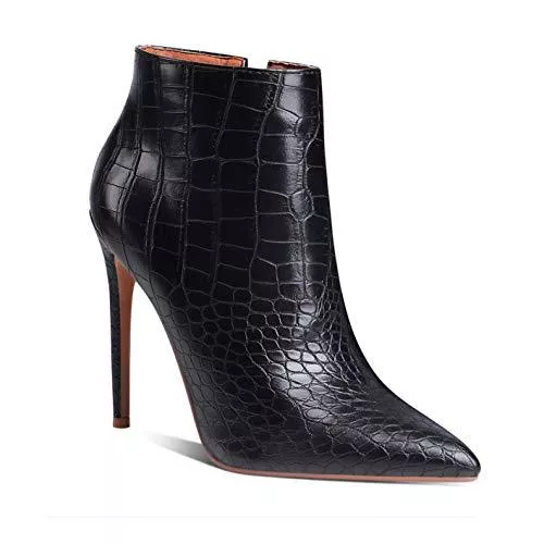 MOOMMO Stiefel MOOMMO Damen High Heel Spitz Stiefelette 12CM Absatz Stiletto Geschlossene Boots Seitlicher Reißverschluss Pfennigabsatz Ankle Boots Elegant