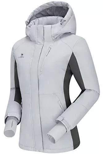 CAMEL CROWN Jacken CAMEL CROWN Damen Winterjacke wasserdichte Dick Outdoorjacke Winddichte Skijacke Regenjacke mit Fleecejacke Warme Mantel Funktionsjacke