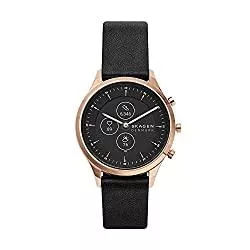 Skagen Uhren Skagen Damen-Smartwatch Hybrid HR 38 Edelstahl roségoldfarben, mit schwarzem Lederband, SKT3102