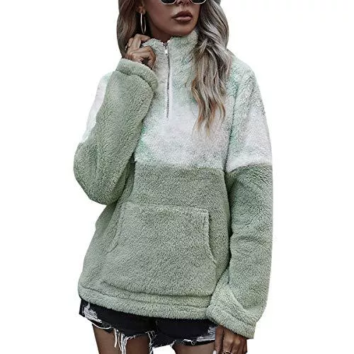 LIVACASA Pullover & Strickmode LIVACASA Sweatshirt Damen Winter Warm Hoodie Oversized Weich Mädchen Teddy Fleece Pullover Flauschig Winterpullover Sweater Langarm Pulli mit große Tasche 12 Farben