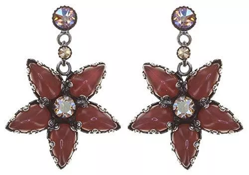 Konplott Schmuck Konplott: pendelnde Ohrstecker Twisted Flower Blume brown, pendelnde Ohrstecker mit großer Blüte aus Glanzglassteinen in braun, für Damen/Frauen