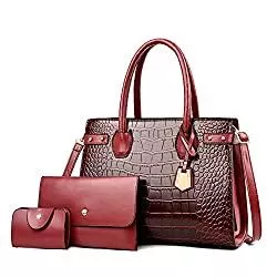 YANYUYNAY Taschen & Rucksäcke YANYUYNAY Mode Damen Handtasche Set, Große Umhängetasche Für Frauen, Krokodilmuster-Tasche, Einfache kleine umhängetasche damen, Einkaufstasche, Multi-Pocket in einem Set von 2-4