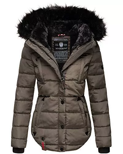 MARIKOO Jacken MARIKOO Damen Winter Jacke Herbst Stepp Kurz Parka warm Teddyfell gefüttert 6 Farben Camouflage XS - XXL Lotusblüte