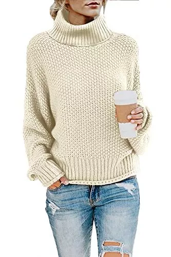 Zastow Pullover & Strickmode Zastow Pullover Damen Winter Elegant Rollkragenpullover Strickpullover Grobstrickpullover Langarm Lose Pulli Oberteile